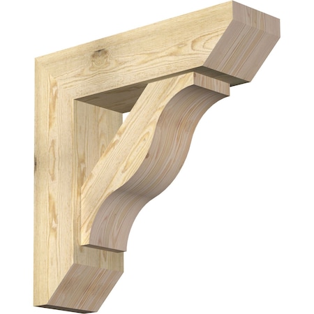 Funston Slat Rough Sawn Bracket W/ Offset Brace, Douglas Fir, 8W X 28D X 28H